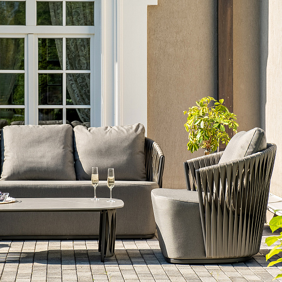 Флоренция лаунж-зона из искусственного ротанга, цвет графит фото 4