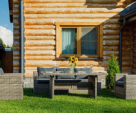 Обеденный комплект Karl Royal Family из искусственного ротанга с обеденным столом, цвет серый