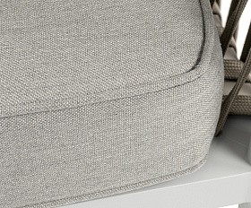 Касабланка диван модульный плетеный из роупа, каркас алюминий, роуп серо-коричневый 23мм, ткань бежевая 15052