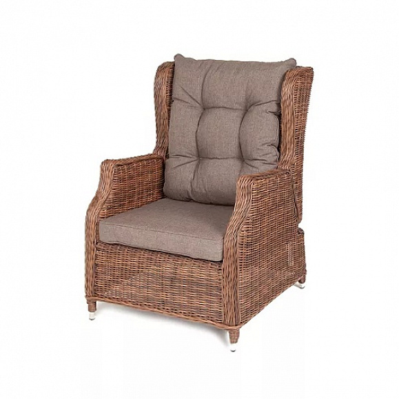 Плетеное кресло раскладное Форио 4SIS из искусственного ротанга, цвет коричневый фото 3