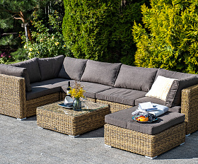 Лунго модуль диванный угловой с подушками, цвет соломенный (гиацинт)