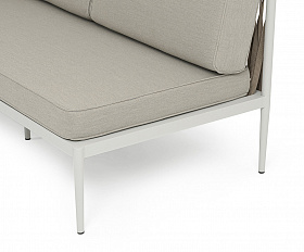 Касабланка правый модуль плетеный из роупа, каркас алюминий светло-серый (RAL7035) муар, роуп серо-коричневый 23мм, ткань бежевая 15052