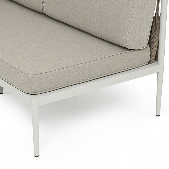 Касабланка правый модуль плетеный из роупа, каркас алюминий светло-серый (RAL7035) муар, роуп серо-коричневый 23мм, ткань бежевая 15052 фото 6