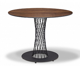 Диего обеденный стол из HPL круглый Ø100см, цвет дуб, каркас черный