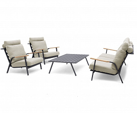 Комплект лаунж мебели Malmo Brafritid с 2-х местным диваном, антрацит/светло-серый, алюминий