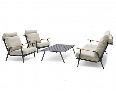 Комплект лаунж мебели Malmo Brafritid с 2-х местным диваном, антрацит/светло-серый, алюминий