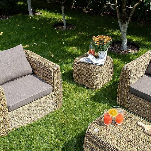 Лаунж-Зона Кальяри 4SIS из искусственного ротанга (гиацинт), цвет соломенный фото 2