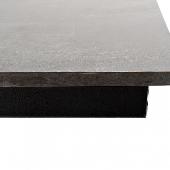 Каффе обеденный стол из HPL 140х70см, цвет серый гранит, подстолье двойное черное фото 4