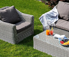 Столик журнальный Фабриция 4SIS из искусственного ротанга, цвет серый