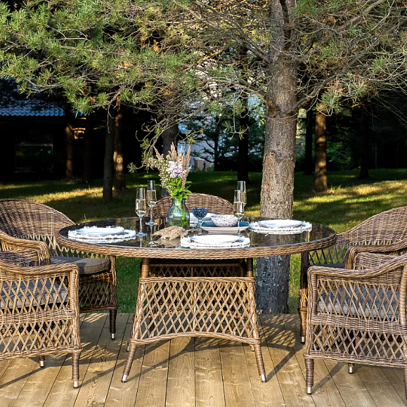 Обеденная Эспрессо–150 S 4SIS группа плетеная, цвет коричневый фото 1