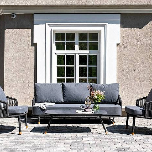 Лаунж-Зона Верона 4SIS 5-местная плетеная из роупа (веревки), каркас алюминиевый темно-серый, роуп темно-серый фото 2