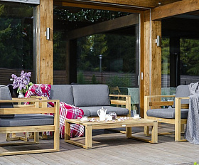 Диванный комплект из акации BOOKA с кофейным столом Joygarden