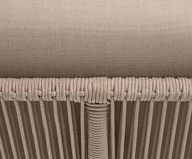 Канны угловой модуль плетеный из роупа, каркас алюминий белый муар, роуп бежевый круглый, ткань бежевая 15052