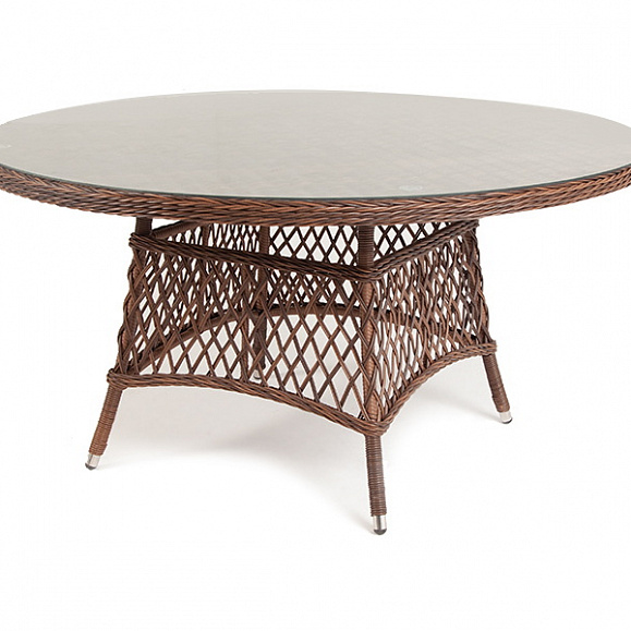 Эспрессо плетеный круглый стол, диаметр 150 см, цвет коричневый фото 1