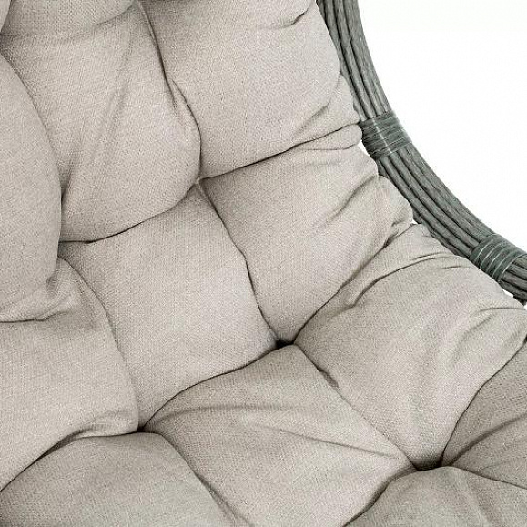 Подвесное кресло Венеция 4SIS из искусственного ротанга, цвет серый с бежевой подушкой фото 4