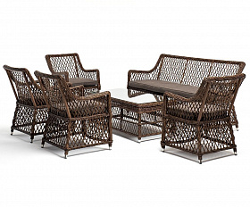 Лаунж-зона Асти 4SIS из искусственного ротанга, цвет коричневый 6 персон
