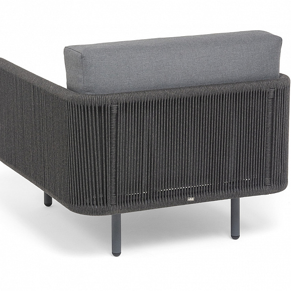 Джелло кресло плетеное из роупа, каркас алюминий темно-серый (RAL7024) муар, роуп темно-серый круглый, ткань темно-серая 027 фото 5