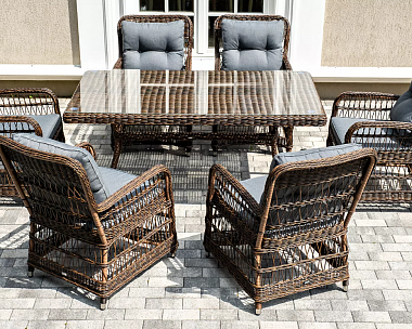 Обеденная Цесена 4SIS группа плетеная из искусственного ротанга, цвет коричневый