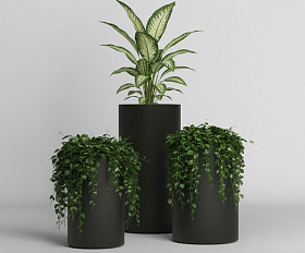 Кашпо Concretika Тюб Макси D40H60 Идеально черный