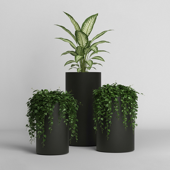 Кашпо Concretika Тюб Макси D40H60 Идеально черный фото 5