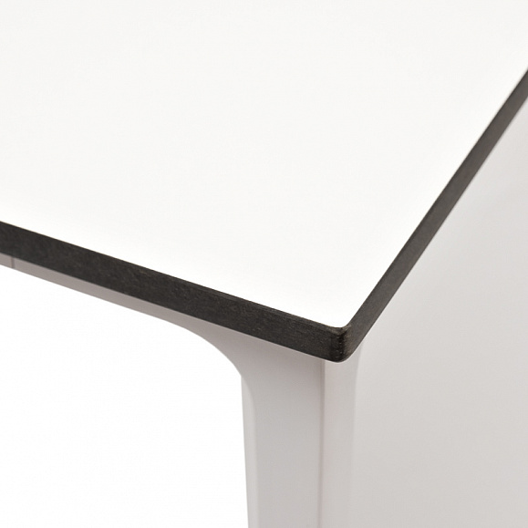 Малага обеденный стол из HPL 90х90см, цвет молочный, каркас белый фото 3
