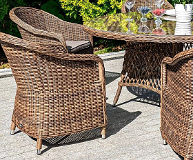 Обеденная группа Эспрессо-150 R 4SIS из искусственного ротанга, цвет коричневый