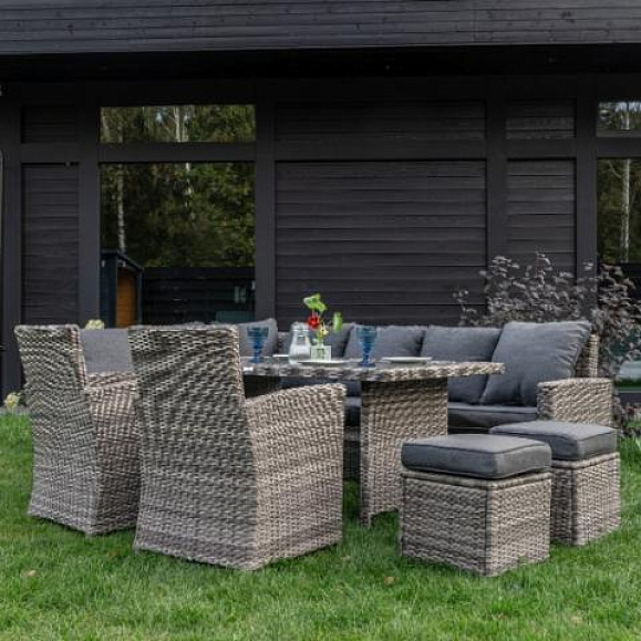 Угловой комплект Zorro Plus Double Royal Family из искусственного ротанга, цвет серый фото 3