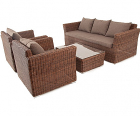 Лаунж-зона Капучино 4SIS из искусственного ротанга, цвет коричневый