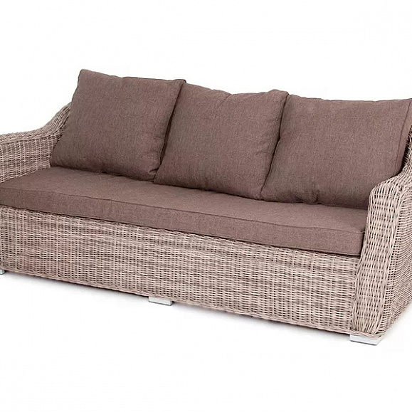 Диван трехместный Фабриция 4SIS из искусственного ротанга, цвет серый фото 1