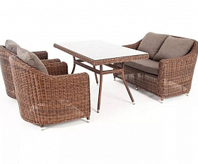 Обеденная группа Кон Панна 4SIS из искусственного ротанга, цвет коричневый
