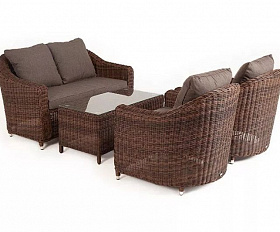 Лаунж-зона Кон Панна 4SIS из искусственного ротанга, цвет коричневый