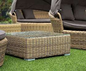 Журнальный столик Лунго 4SIS из искусственного ротанга, цвет соломенный