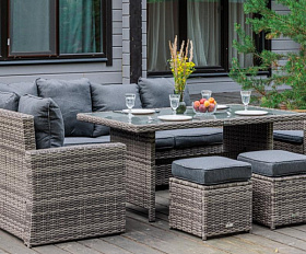 Угловой комплект Zorro Wood Royal Family из искусственного ротанга, цвет серый