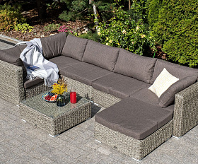 Лаунж-зона трансформирующаяся Лунго 4SIS из искусственного ротанга, цвет серый