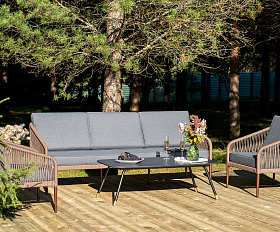 Канны лаунж-зона 5-местная плетеная из роупа (веревки), роуп коричневый