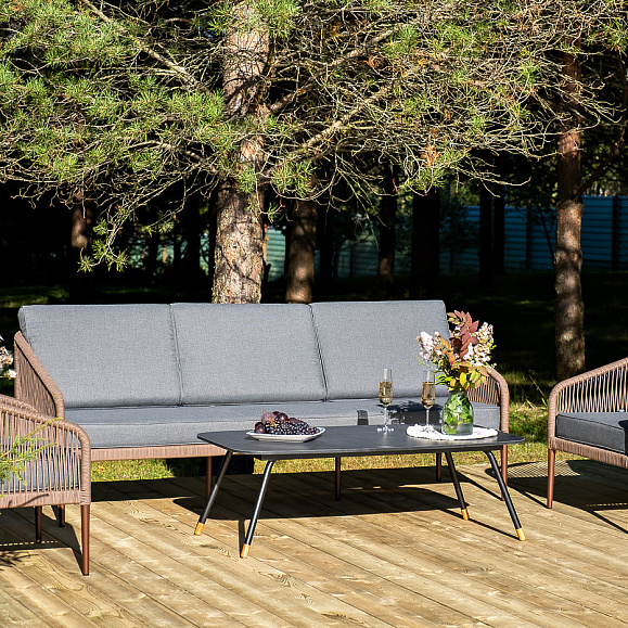 Канны лаунж-зона 5-местная плетеная из роупа (веревки), роуп коричневый фото 3