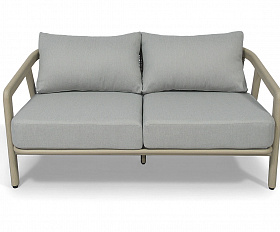 Брюссель диван двухместный из искусственного ротанга, цвет серый, каркас под дерево (холодно-бежевый)