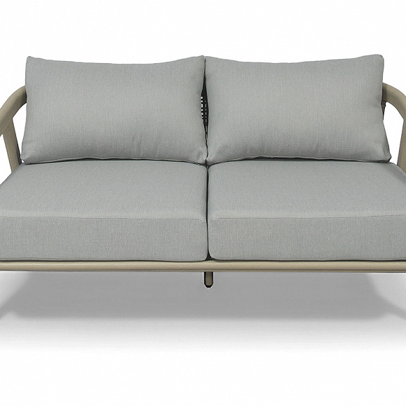 Брюссель диван двухместный из искусственного ротанга, цвет серый, каркас под дерево (холодно-бежевый) фото 2