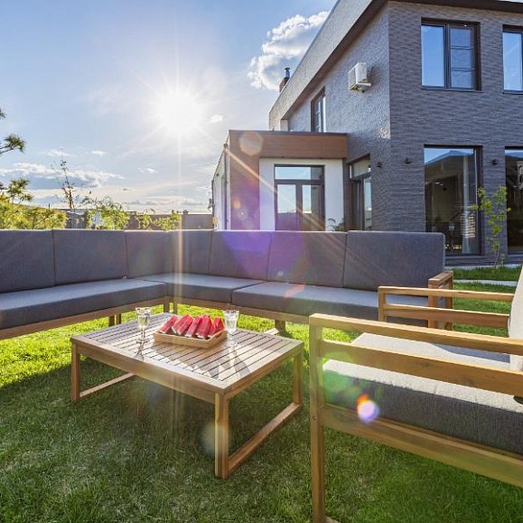 Лаунж-зона Brooklyn Royal Family из дерева с угловым диваном, цвет серый фото 7