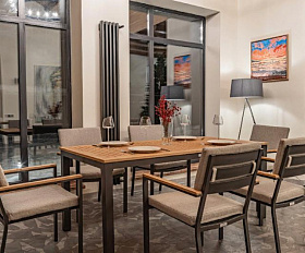 Обеденный комплект Oscar Royal Family со столешницей из тика, цвет светло серый