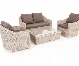 Лаунж-зона Кон Панна 4SIS из искусственного ротанга, цвет бежевый