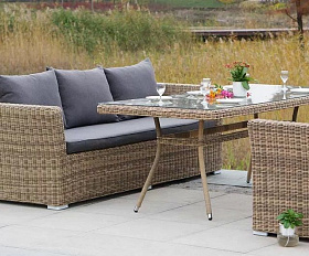 Обеденная группа Моккачино 4SIS из искусственного ротанга, цвет соломенный