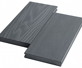 Террасная доска Экодэк Брайт Массив 3D, цвет Серый Дым