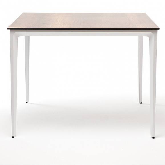 Малага обеденный стол из HPL 90х90см, цвет дуб, каркас белый фото 2