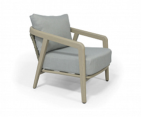 Брюссель кресло из искусстенного ротанга, цвет серый, каркас под дерево (холодно-бежевый)