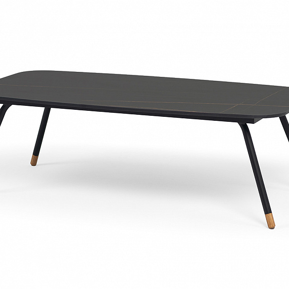 Верона журнальный стол из HPL 120х65, H40, каркас черный муар, цвет столешницы черный мрамор фото 2