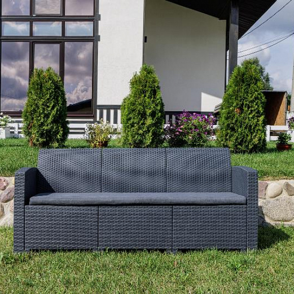 Диван трехместный Lana Royal Family из пластика, цвет графит фото 1