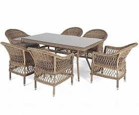 Обеденная группа Амароне 4SIS из искусственного ротанга, цвет соломенный