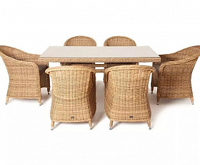 Обеденная группа Эспрессо 4SIS из искусственного ротанга, цвет соломенный