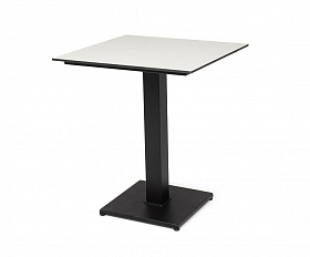 Каффе интерьерный стол из HPL квадратный 75х75см, цвет молочный, подстолье черное чугун